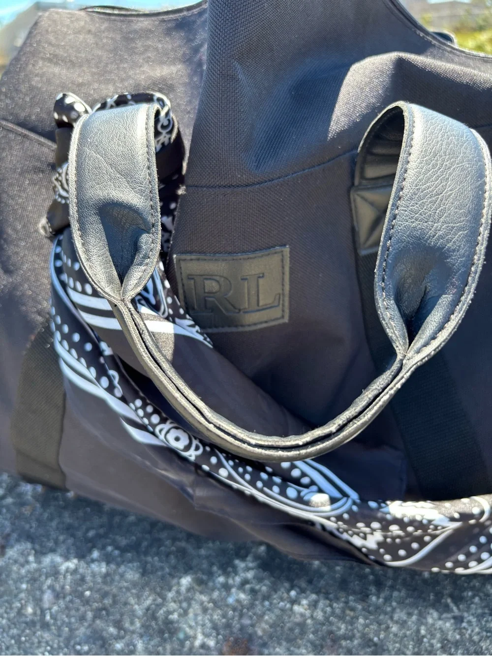 Black Travel large Duffel Bag with Bandana Accent